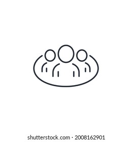 A united group of people. Vector linear icon isolated on white background.