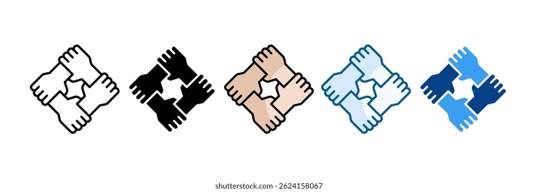 United Hands Icon Set Multiple Style Collection