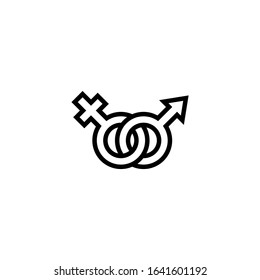United heterosexual icon vector in linear, outline style isolated on white background