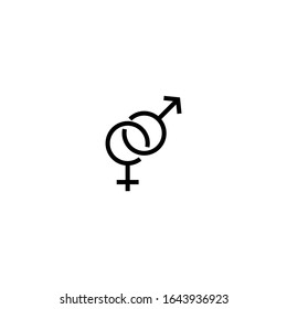 Vector de íconos heterosexuales unidos en línea, estilo esquemático aislado en fondo blanco