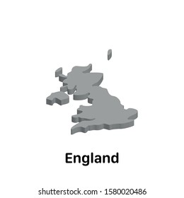 United Kingdom 3d Map, Perspective Illustration Vector