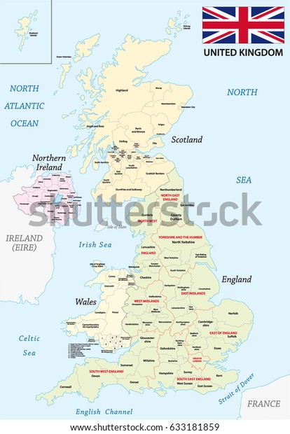 Political Map Of United Kingdom With Borders With Borders Of Regions Images