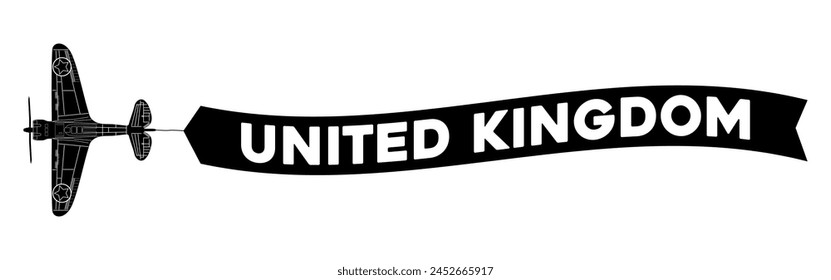 United Kingdom advertisement banner is attached to the plane