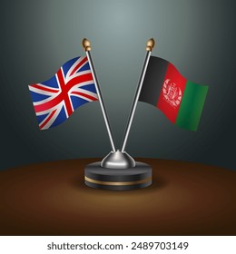 United Kingdom and Afghanistan table flags relation with gradient backgrund. Vector Illustration