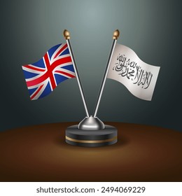 United Kingdom and Afghanistan table flags mark the relationship on a gradient background