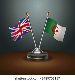 United Kingdom and Algeria table flags relation with gradient backgrund. Vector Illustration