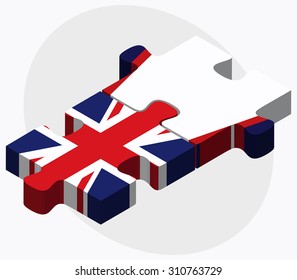 United Kingdom and American Samoa Flags in puzzle isolated on white background
