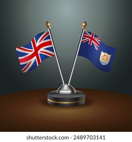 United Kingdom and Anguilla table flags relation with gradient backgrund. Vector Illustration