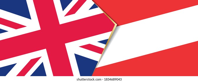 Banderas del Reino Unido y Austria, dos banderas vectoriales símbolo de relación o enfrentamiento.