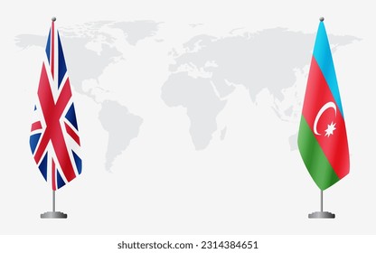 United Kingdom and Azerbaijan flags for official meeting against background of world map. svg