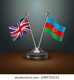 United Kingdom and Azerbaijan table flags relation with gradient backgrund. Vector Illustration