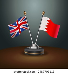 United Kingdom and Bahrain table flags relation with gradient backgrund. Vector Illustration