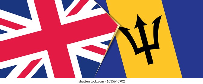 United Kingdom and Barbados flags, two vector flags symbol of relationship or confrontation.