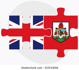 United Kingdom and Bermuda Flags in puzzle  isolated on white background
