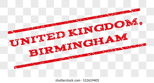 United Kingdom, Birmingham watermark stamp. Text caption between parallel lines with grunge design style. Rubber seal stamp with dust texture.