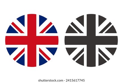 United Kingdom black white flag isolated set. Vector flat graphic design isolated illustration