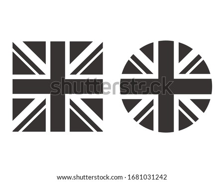 United Kingdom black white flag isolated set. Vector flat graphic design isolated illustration 