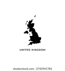 United Kingdom black and white vector map silhouette minimalist country outline illustration