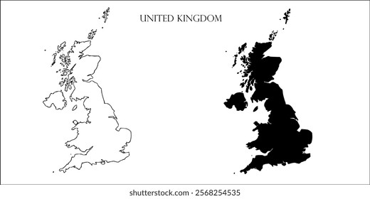 United Kingdom Blank Map, United Kingdom Map Outline Vector Images