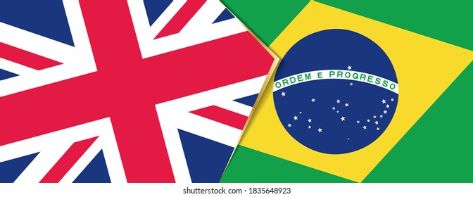 United Kingdom and Brazil flags, two vector flags symbol of relationship or confrontation.