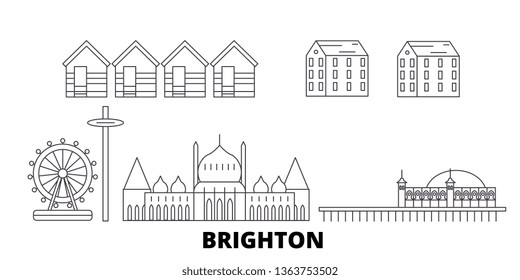 United Kingdom, Brighton line travel skyline set. United Kingdom, Brighton outline city vector illustration, symbol, travel sights, landmarks.