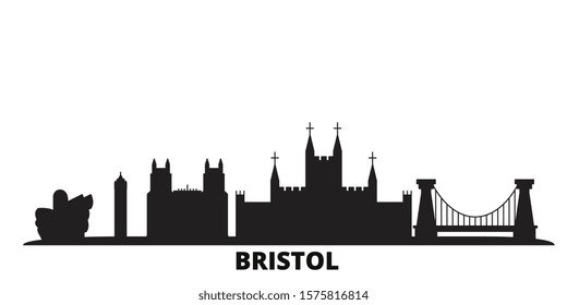 United Kingdom, Bristol city skyline isolated vector illustration. United Kingdom, Bristol travel black cityscape