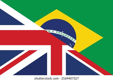 Reino Unido Gran Bretaña Reino Unido Amistad Brasil Diplomacia de la cooperación con la bandera nacional emblema de país