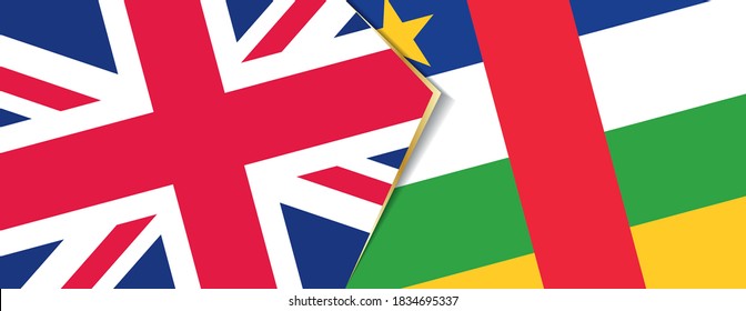 United Kingdom and Central African Republic flags, two vector flags symbol of relationship or confrontation.