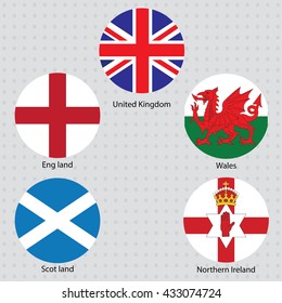 United Kingdom collection flags and national emblems of England Northern Ireland Wales Scotland vecter 1