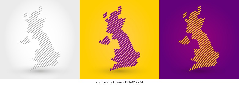 United Kingdom. colorful striped map