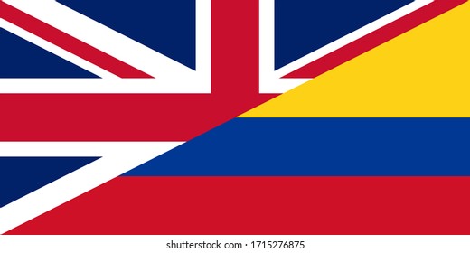 united kingdom and comlombia flags. vector background