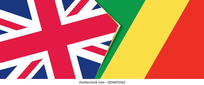 Banderas del Reino Unido y del Congo, dos banderas vectoriales símbolo de relación o enfrentamiento.