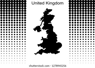 United Kingdom contour vector image. Halftone dots design
