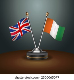 United Kingdom - Cote D'Ivoire Cooperation Flag, Dark gradient color Background