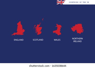 United Kingdom countries map outline Great Britain shape
