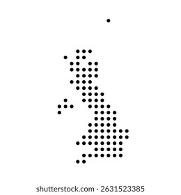 United Kingdom country dotted map. Black spot pixel illustration isolated on white background. Vector circle mosaic.