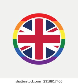 United Kingdom country flag circle - lgbt flag graphic element Illustration template design
