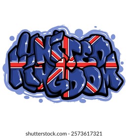 united kingdom country flag in graffiti art style