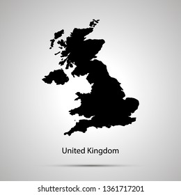 United Kingdom country map, simple black silhouette