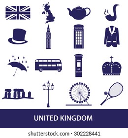 United Kingdom country theme symbols and icons eps10