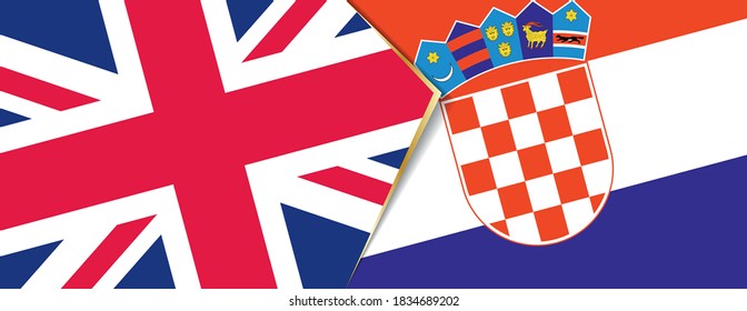 United Kingdom and Croatia flags, two vector flags symbol of relationship or confrontation.