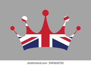 United Kingdom crown shape with UK flag, UK vector illustration, Vector flag of UK, United Kingdom, Coloured British flag, Vector illustration of British flag
