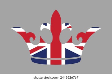 United Kingdom crown shape with UK flag, UK vector illustration, Vector flag of UK, United Kingdom, Coloured British flag, Vector illustration of British flag
