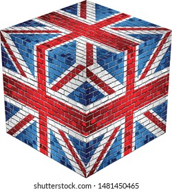 United Kingdom Cube in made of bricks - Illustration