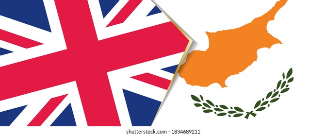 Die Flagge des Vereinigten Königreichs und Zyperns, zwei Vektorflaggen Symbol für Beziehung oder Konfrontation.
