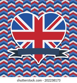 united kingdom decoration with heart shaped flag and ribbon for your text, with transparencies