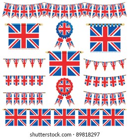 united kingdom decorative banners and bunting isolated on white