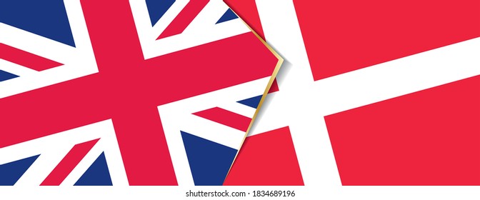 United Kingdom and Denmark flags, two vector flags symbol of relationship or confrontation.