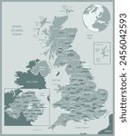 United Kingdom- detailed map with administrative divisions country. Vector illustration