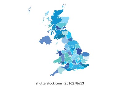 United Kingdom - detailed map with administrative divisions country. Vector illustration.